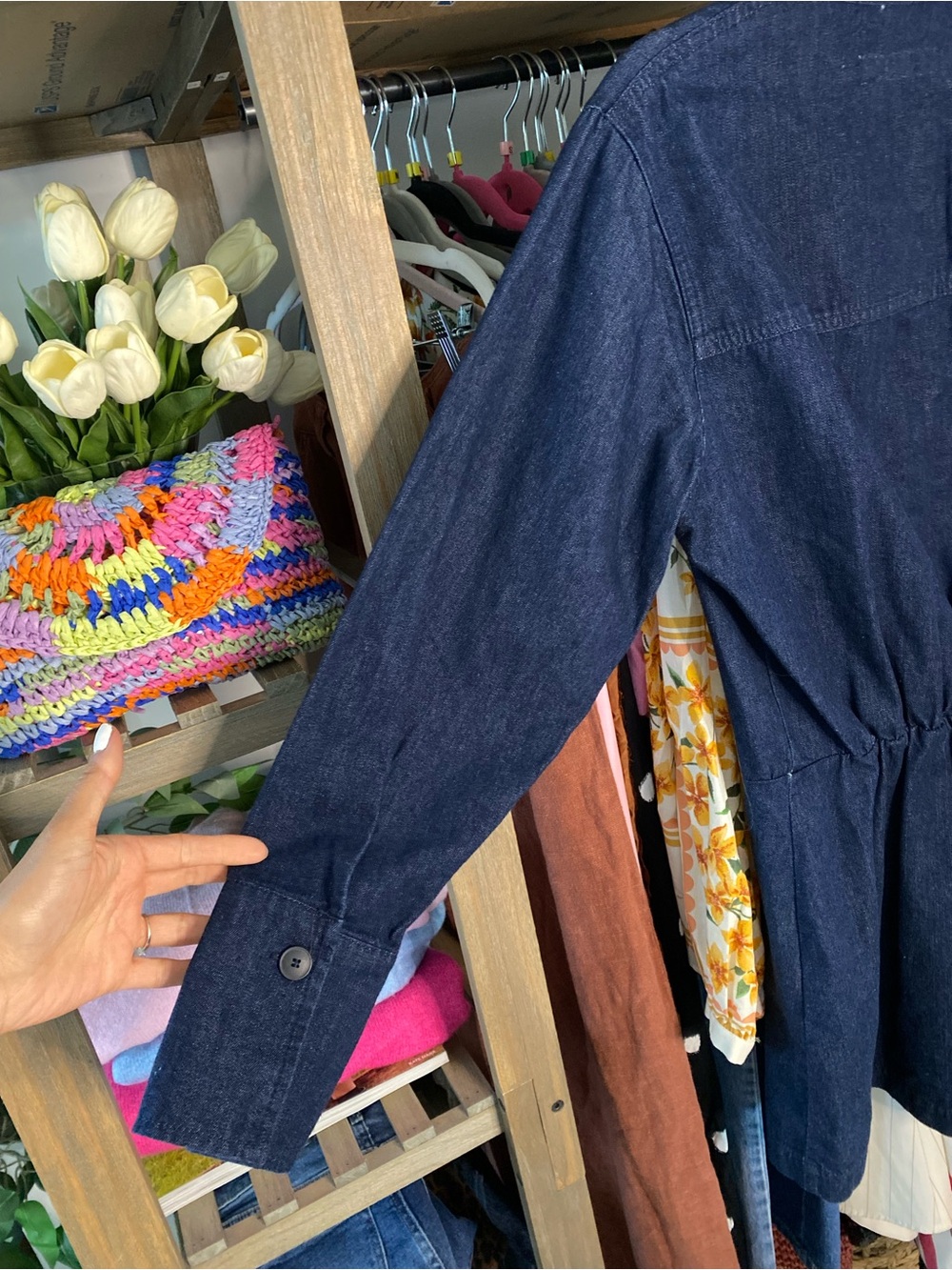 ZARA Dark Indigo Long Smocked Back Denim Jacket! 🌌 - Picture 6 of 11